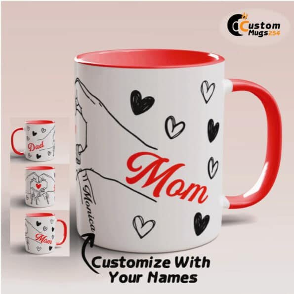 mom dad and children mug design