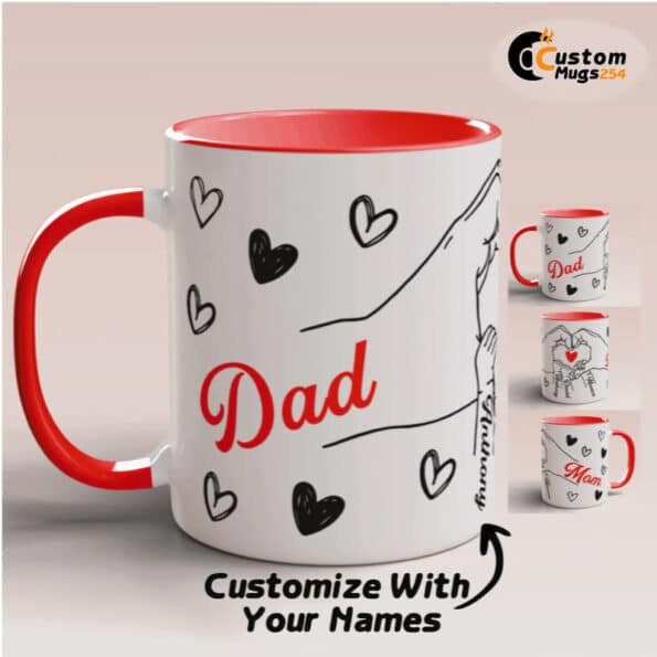 mom dad and children mug design